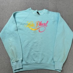 Vintage Screen Stars Best Sweatshirt Mens Large Large Blue Fleece Lake Placid