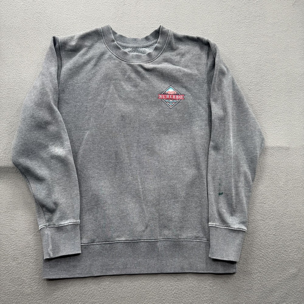 Burlebo Sweatshirt Mens Medium Gray Fleece Crewneck Pullover Outdoor Logo