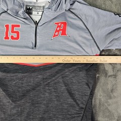 Novus Custom Performance Short Sleeve Zip Hoodie S Gray Red Salute Jersey 15