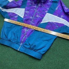 Vintage Nike Windbreaker Mens L Blue Purple 80S 90S Full Zip Color Block Coat