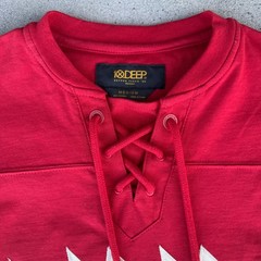 10 Deep Red Lace Up Long Sleeve Hockey Jersey Men Medium