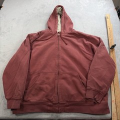 Katahdin Iron Works Hoodie Mens XL Red Sherpa Lined Full Zip Fleece LL Bean