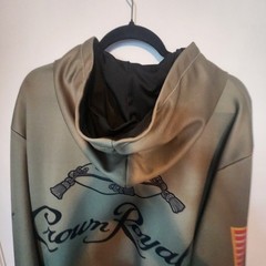 Crown Royal Logo 3XL Military Army Green Pullover Hoodie Promo Sweatshirt