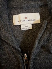 Modern Ambition Men’s Full Zip Hoodie Sweater, Dark Gray, Size XXL