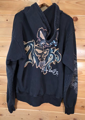 VTG The Great China Wall Hoodie Full Zip Men XXL Skull Graffiti Style Los Angele