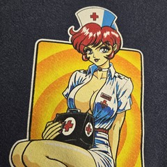Vtg 90s Hook-Ups Skateboarding Nurse Graphic Sweatshirt Large Navy Blue 1990s