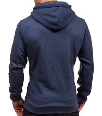Spring and Autumn Men’s Solid Color Casual Zip Hooded Sweater Jacket Cardigan