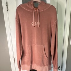 SLAM Men’s Pink Pullover Hoodie Drawstring Logo Pocket Long Sleeve Size XL