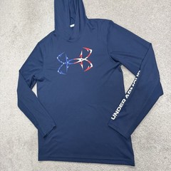 Under Armour Iso-chill Hoodie Shirt Mens Small Blue Fish Hook Logo Boat Light