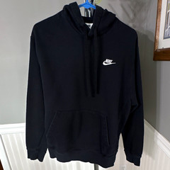 Nike Men’s Black Pullover Hoodie Drawstring Hood Front Pocket Logo Size M
