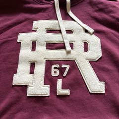 Polo Ralph Lauren Varsity Letter PRL Patch Fleece Hoodie Mens Medium Burgundy