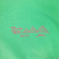 VTG 90s Souvenir Egypt Pyramids Graphic Polo Sweatshirt Mens XL Green Terry Boxy