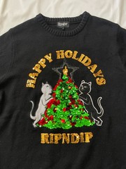 Ripndip Sweater Pullover Sweatshirt Top Apparel Cats Holiday Bling Sequins Large