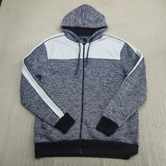 The North Pole Hoodie Mens Large Heather Blue White Fleece Full Zip Outdoor