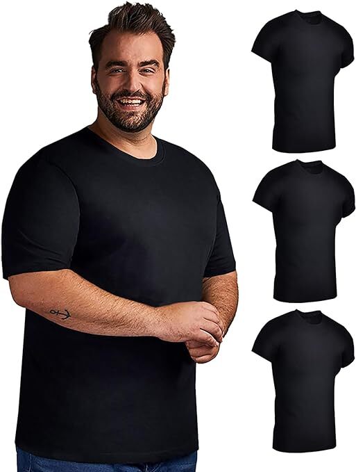 BILLIONHATS 3 Pack Mens Cotton Short Sleeve Lightweight T-Shirts (XXX-Large)