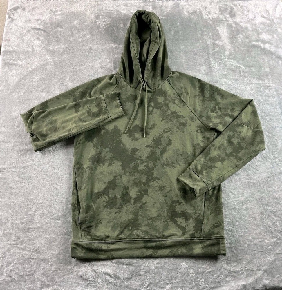 Lululemon City Sweat Hoodie Men Large Green Camo Tie Dye Athletic Pullover