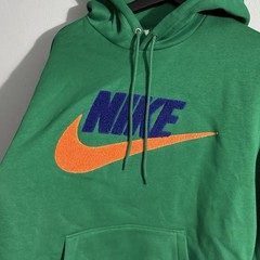 Men’s Nike Club Fleece Green Hoodie Chenille Logo Purple/Orange Size Medium