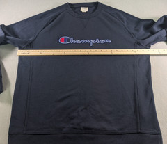 Champion Sweatshirt Cotton Blend Pullover Ribbed Cuffs Mens XX Large Blue 28×25