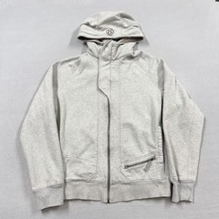 Lululemon Hoodie Mens Medium Gray Fleece Full Zip Pocket Solid Logo Athletic