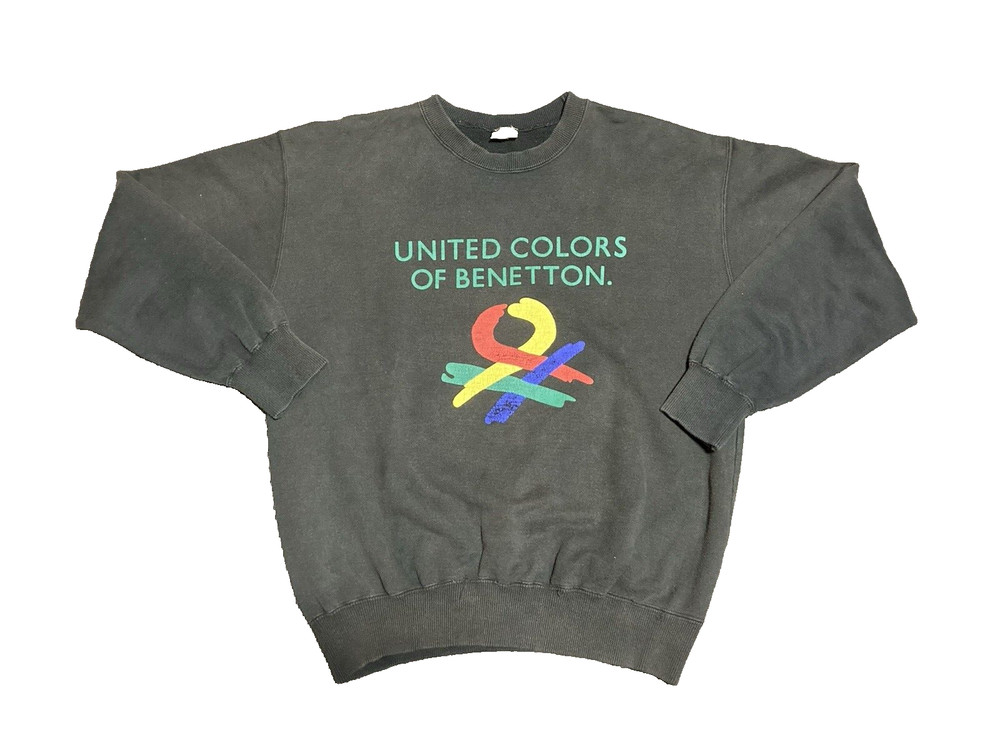 United Colors of Benetton Sweatshirt Size M Black Made In Indonesia Vintage 90’s