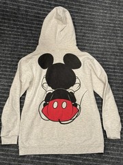 Disney Light Heather Gray Mickey Mouse Graphic Hoodie Size Medium Double Sided