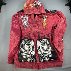 Kanji Jeans Full Zip Hoodie Men’s 3XL Y2K Graphics Front and Back SEE PICS