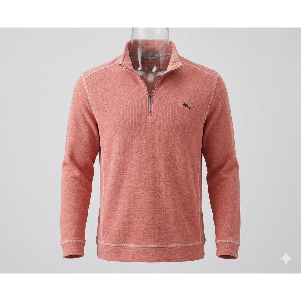 Tommy Bahama Tobago Bay Men’s 1/4 Zip Pullover Coral Color Sweatshirt. Size 3XL