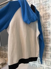Fox Racing Full Zip Hoodie Size Medium Blue White Long sleeve Color block Y2K