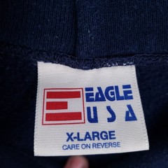 VINTAGE Eagle USA Hoodie Sweatshirt Mens XL Blue Pullover Blank Plain USA