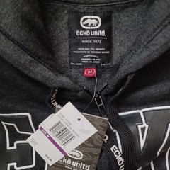 Ecko Unltd Hoodie Mens Medium Gray Full Zip Sweatshirt Logo Front Sleeve NWT