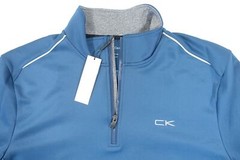 CALVIN KLEIN CK BLUE XL REGULAR FIT ATHLETIC STRETCH HALF ZIP MOCK NECK SWEATER