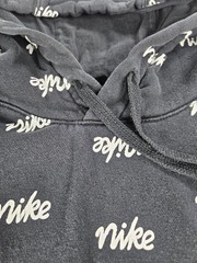 Nike All Over Print Spell Out Hoodie Men L Black White Drawstring Pouch Pocket
