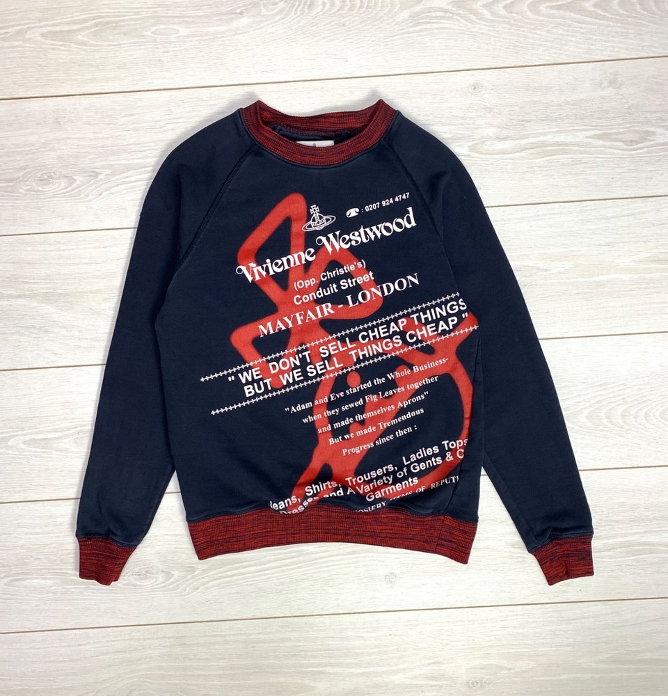 Vivienne Westwood Anglomania Sweatshirt Navy Blue Red Raglan Logo Size S