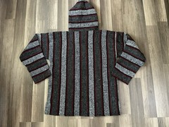 Artesanias Sanfe Mexican Drug Rug Hoodie Poncho Striped Surf Gorpcore Festival L
