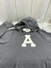 Abercrombie & Fitch Muscle Mens 2XL Hooded Varsity Letter Sweatshirt Gray