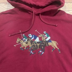 Ralph Lauren Polo Triple-pony Fleece Hoodie Pullover Size Large Burgundy