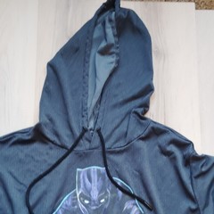 Marvel Black Panther Men’s Pullover Hoodie M Black Graphic Pockets Gray Comic