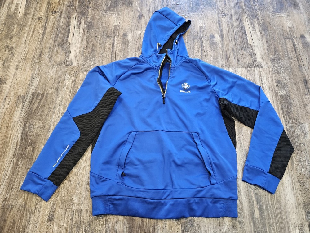 Men’s Polo Ralph Lauren RLX 67 1/4 Zip Microfiber Hoodie Pullover Sz Large