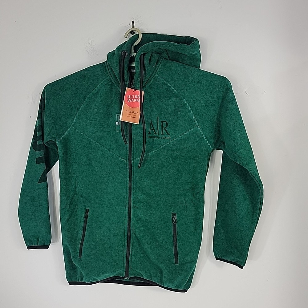 All Rugged Spitalfields Mens Green Premium Cotton 1987 Fleece Hoodie Sz M New