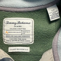 Tommy Bahama Jeans Island Modern Fit Snap Henley Fleece Pullover Gray Mens Large