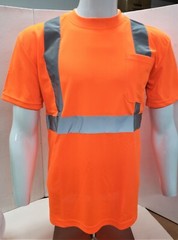 CLASS 3 Short Sleeve Safety Shirt , Polyester Birdeye Mesh