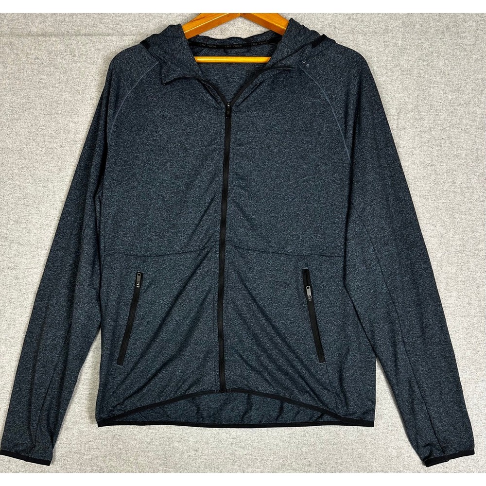 CRZ YOGA Brushed Full Zip Hoodie Jacket Mens Large Black Heather Lightweight