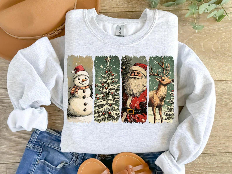 Retro Christmas Vintage Sweatshirt Holiday Apparel Gift Top Men Women