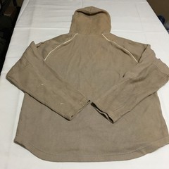 Nike Hoodie Sweatshirt Mens Large Tan Center Swoosh Ribbed Knit Pullover Y2K
