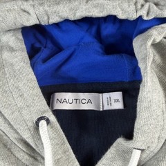 Nautica Long Sleeve Hoodie Sweatshirt Gray White Blue Color Block Size XXL
