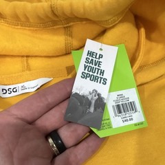 DSG Everyday Men’s Fleece Pullover Hoodie Yellow XL Regular Hooded Pockets