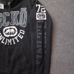Ecko Unltd Hoodie Mens Medium Gray Full Zip Sweatshirt Logo Front Sleeve NWT