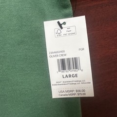 RVCA Oliver Crew Sweatshirt Mens Large Green Fleece Pullover Spring NEW $56
