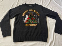 Ripndip Sweater Pullover Sweatshirt Top Apparel Cats Holiday Bling Sequins Large
