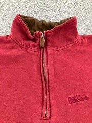 Vintage Woolrich Sweatshirt Mens Large Red Deep Ruby Fleece Pocket Quarter Zip